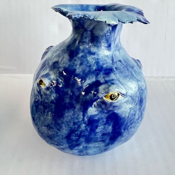 Hand Made Eyeball Eyes Folk Art Ceramic Pottery Vase OOAK Artisan Folk Oddity Sm - Picture 3 of 9